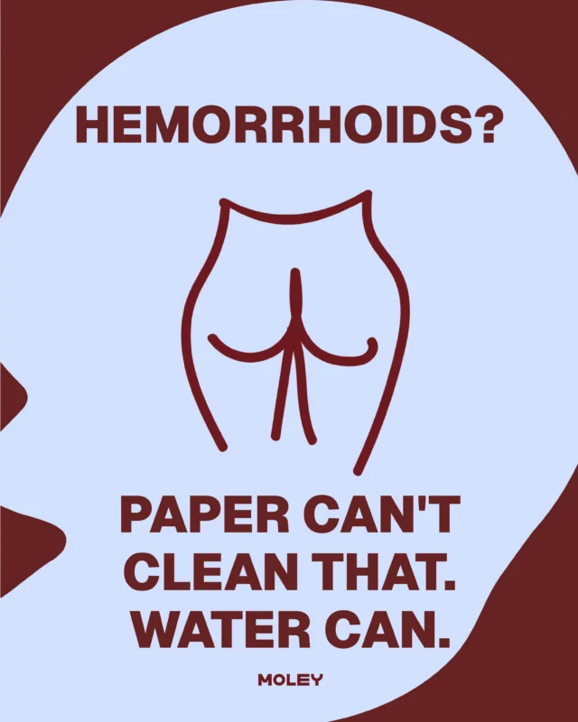 Moley illustratsioon: Hemorroidid? Paber neid puhtaks ei tee. Vesi teeb.